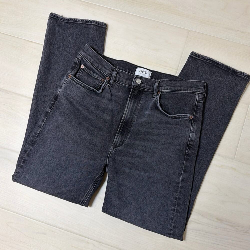 AGOLDE Metal Washed Black High Rise Stovepipe Slim Straight Leg Jeans Size 31